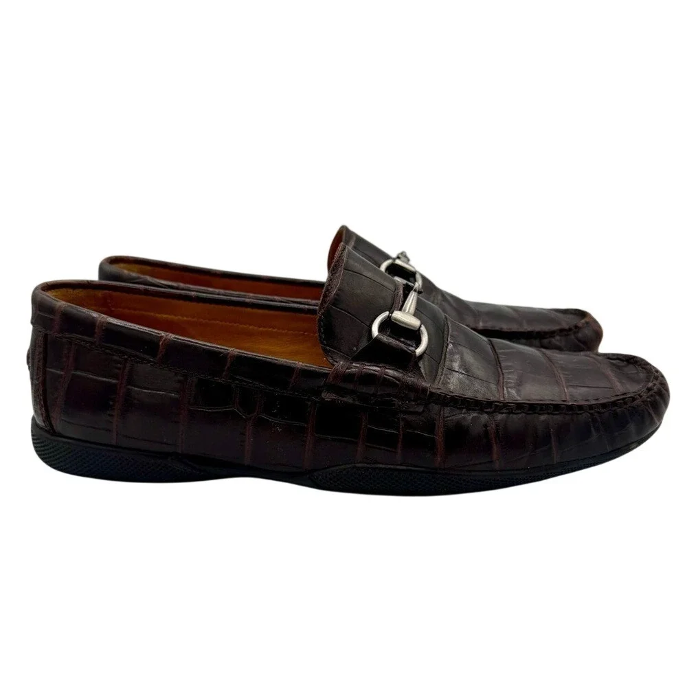 Peter Millar‎ Croc Embossed Leather Loafers Old Money Quiet Luxury, Men's 8.5
